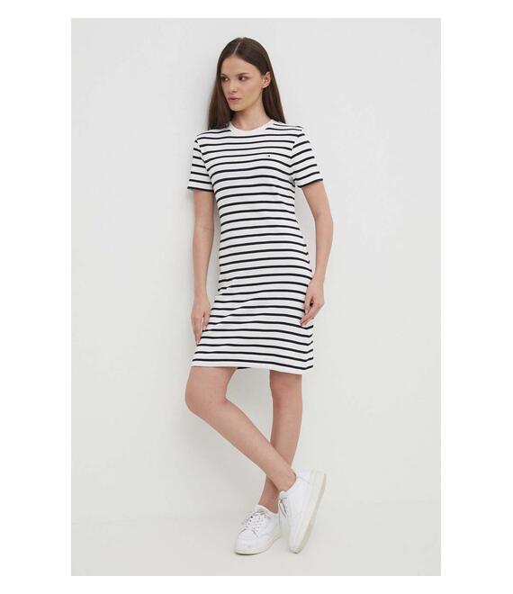 Βαμβακερό φόρεμα Tommy Hilfiger χρώμα: ναυτικό μπλε, WW0WW42721