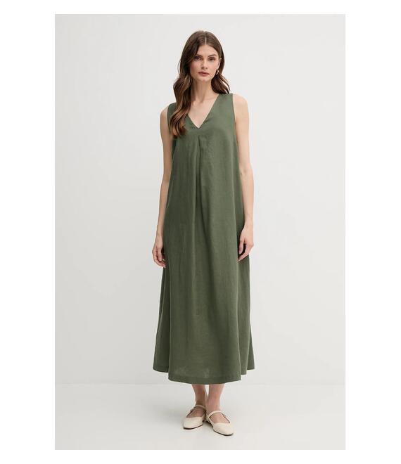 Λινό φόρεμα United Colors of Benetton χρώμα: ροζ