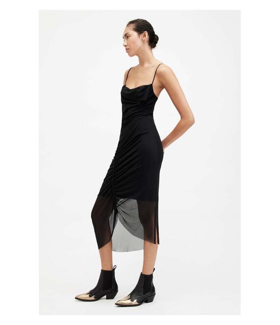 Φόρεμα AllSaints ULLA χρώμα: μαύρο