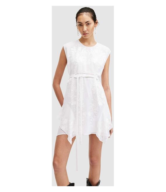 Φόρεμα AllSaints AUDRINA EMB DRESS χρώμα: άσπρο, W179DA