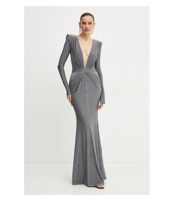 Φόρεμα Elisabetta Franchi χρώμα: ασημί, AB63042E2 NORBLIN