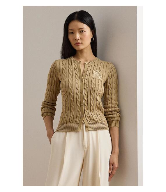 Βαμβακερή ζακέτα Lauren Ralph Lauren χρώμα: μπεζ, 200932225