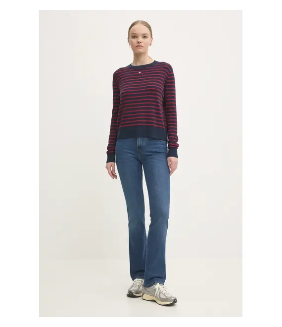 Πουλόβερ Tommy Jeans χρώμα: ναυτικό μπλε, DW0DW17254