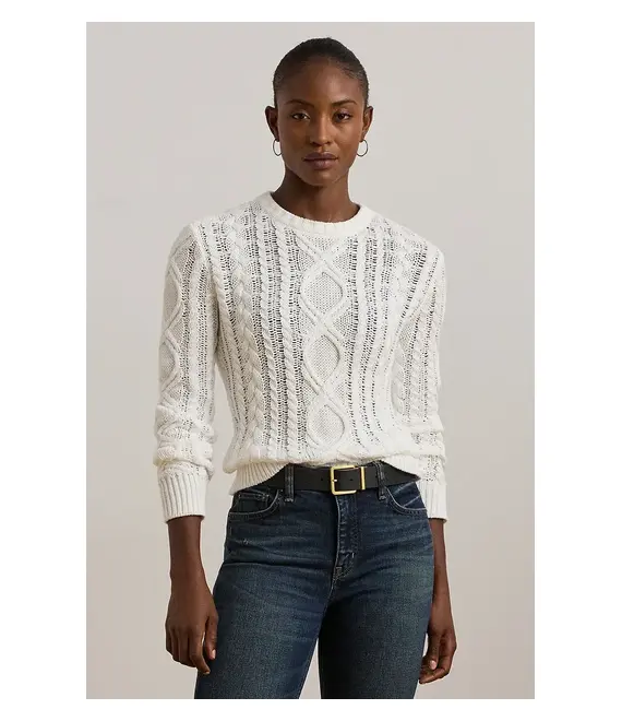 Βαμβακερό πουλόβερ Lauren Ralph Lauren χρώμα: άσπρο