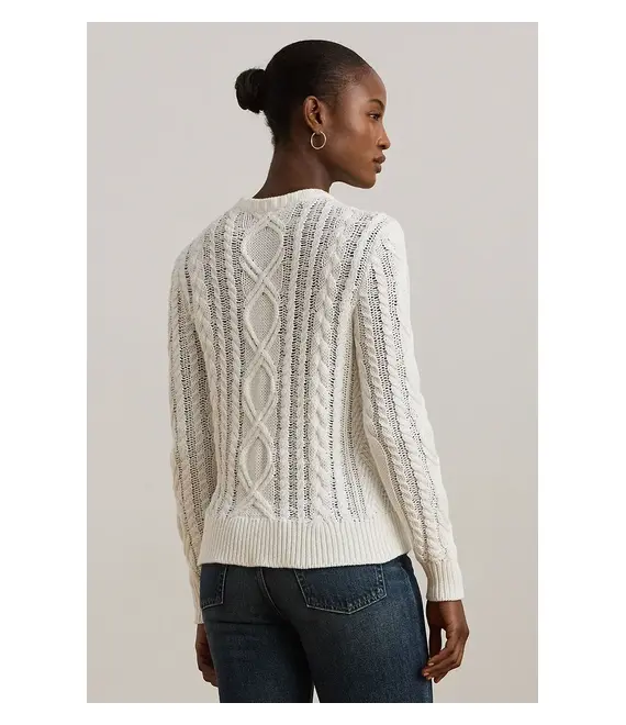 Βαμβακερό πουλόβερ Lauren Ralph Lauren χρώμα: άσπρο