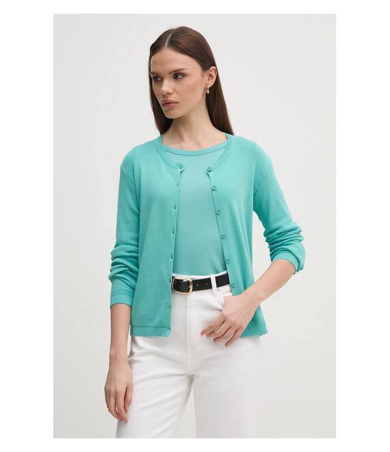 Βαμβακερή ζακέτα United Colors of Benetton χρώμα: τιρκουάζ, 1091D5558