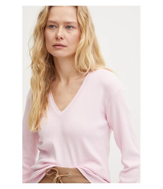 Βαμβακερό πουλόβερ United Colors of Benetton χρώμα: ροζ, 1091D4625