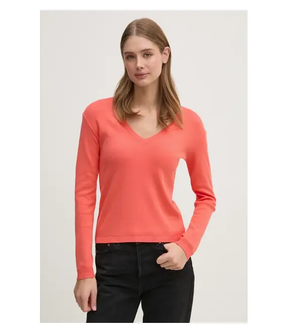 Βαμβακερό πουλόβερ United Colors of Benetton χρώμα: ροζ, 1091D4625