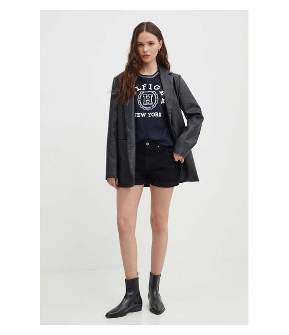 Τζιν σορτς Pepe Jeans STRAIGHT SHORT HW STRAIGHT SHORT HW χρώμα: μαύρο, PL801108XG8 PL801108XG8