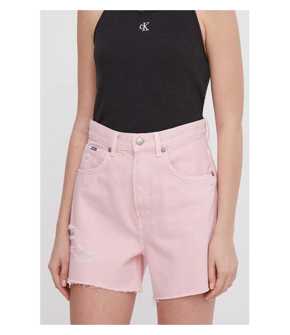 Τζιν σορτς Pepe Jeans A-LINE SHORT UHW CLR χρώμα: ροζ PL801122