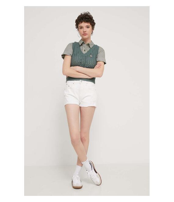 Τζιν σορτς Tommy Jeans χρώμα: μπεζ, DW0DW17643