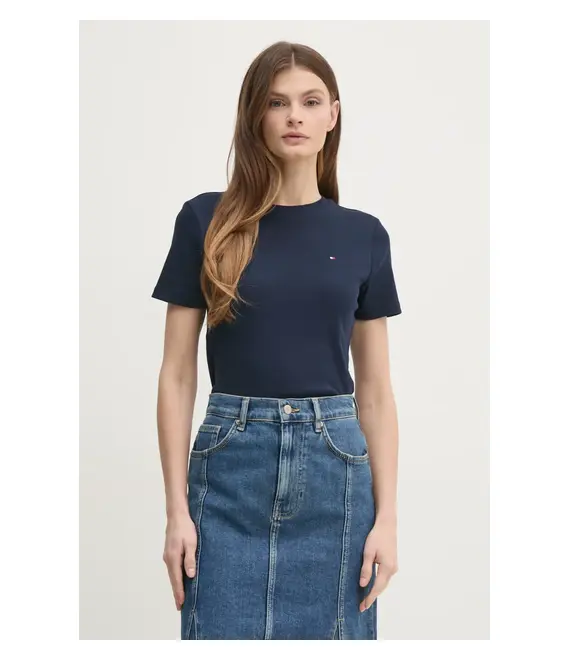 Βαμβακερό μπλουζάκι Tommy Hilfiger γυναικείο, χρώμα: άσπρο, WW0WW40587