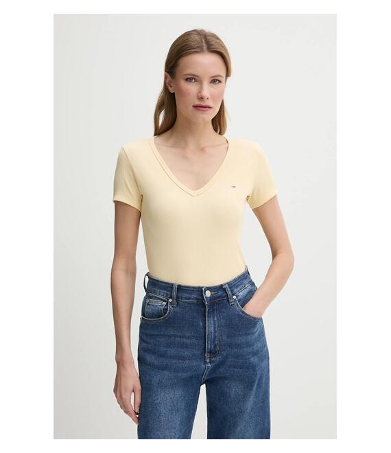 Μπλουζάκι Tommy Jeans χρώμα: κίτρινο, DW0DW17385