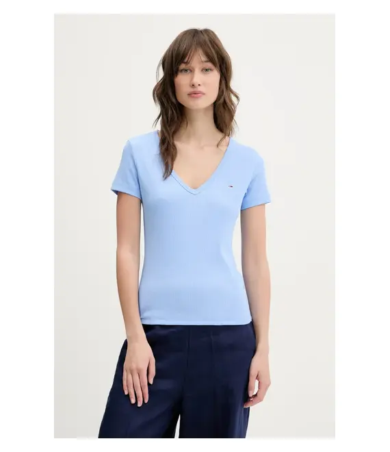 Μπλουζάκι Tommy Jeans χρώμα: μπλε, DW0DW17385