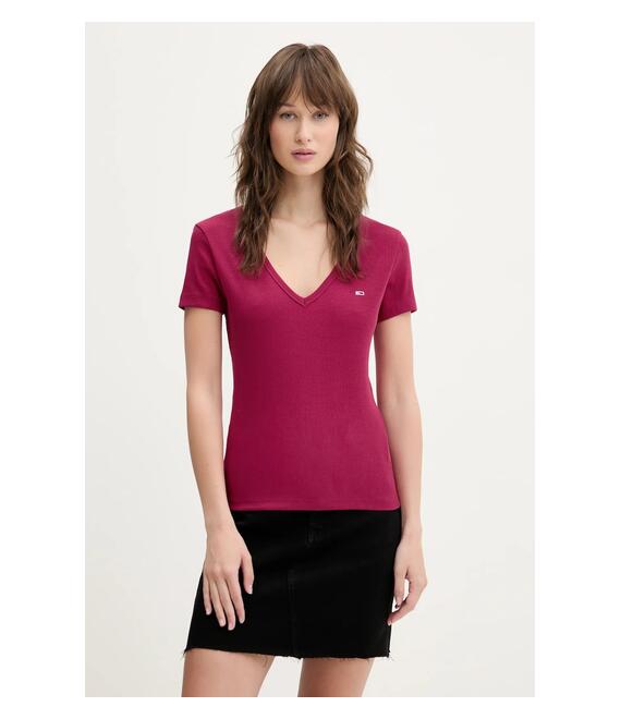Μπλουζάκι Tommy Jeans χρώμα: ροζ, DW0DW17385