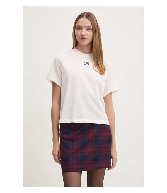 Μπλουζάκι Tommy Jeans χρώμα: μπεζ, DW0DW17391