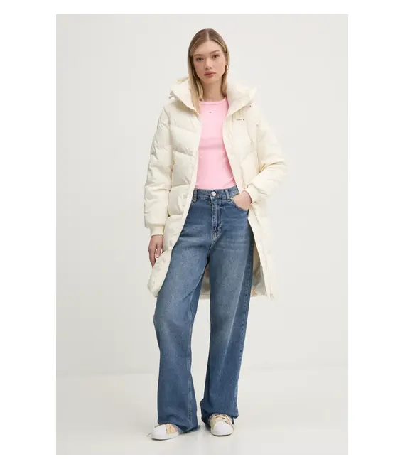 Μπλουζάκι Tommy Jeans χρώμα: μπεζ, DW0DW17383