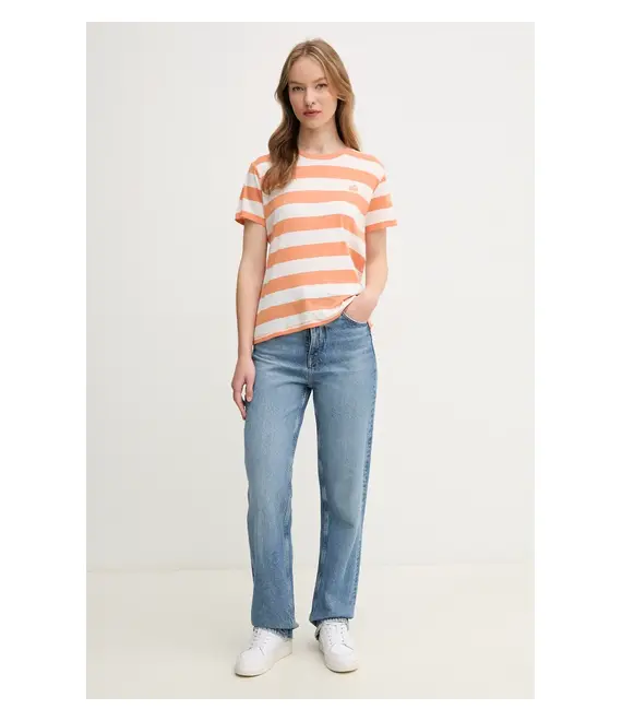 Βαμβακερό μπλουζάκι Pepe Jeans γυναικεία, χρώμα: πορτοκαλί