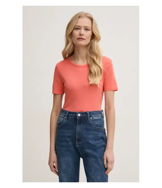 Βαμβακερό μπλουζάκι United Colors of Benetton γυναικείο, χρώμα: μοβ, 3GA2E16A0