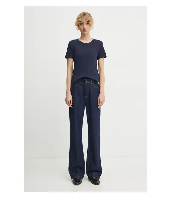 Βαμβακερό μπλουζάκι G-Star Raw γυναικεία, χρώμα: ναυτικό μπλε