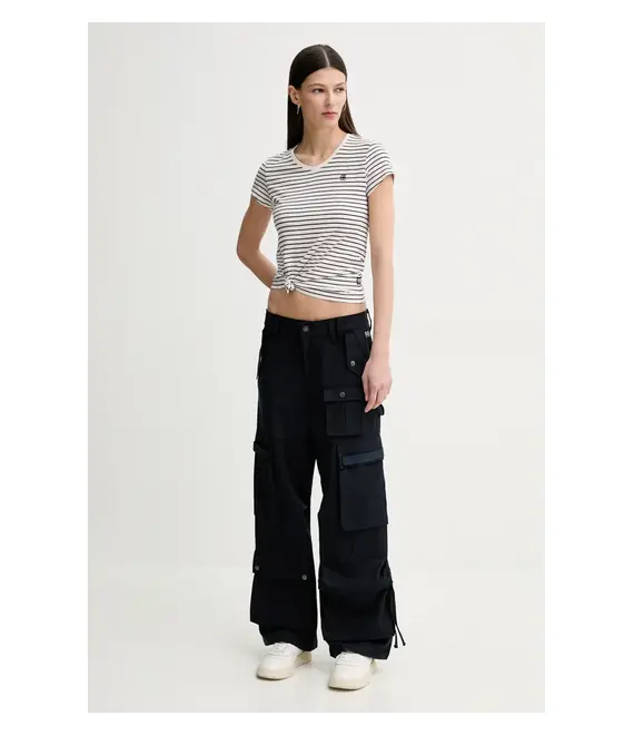 Βαμβακερό μπλουζάκι G-Star Raw γυναικεία, χρώμα: ναυτικό μπλε