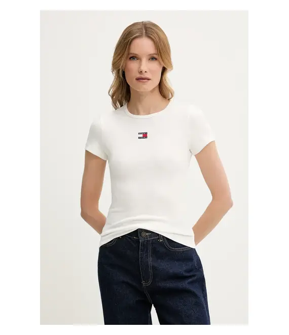 Μπλουζάκι Tommy Jeans χρώμα: άσπρο