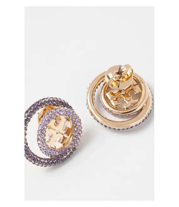 Επιχρυσωμένα σκουλαρίκια Tory Burch Miller Pave 157231-400