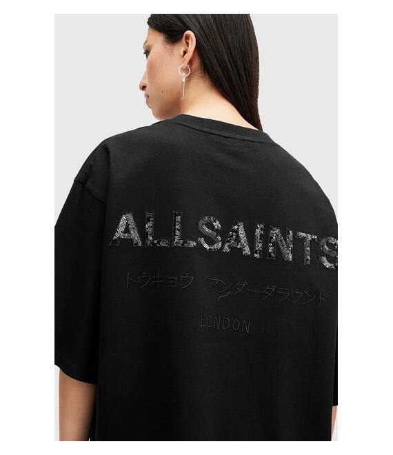 Βαμβακερό μπλουζάκι AllSaints AMELIE χρώμα: μαύρο, W124JB