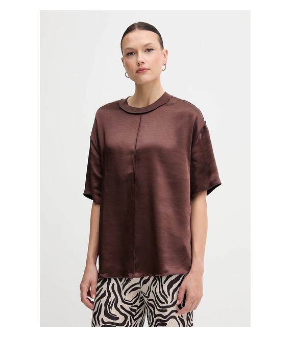 Μπλουζάκι Sisley χρώμα: καφέ, 5KANLQ08L