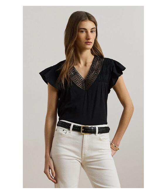 Μπλουζάκι Lauren Ralph Lauren χρώμα: μαύρο, 200963917