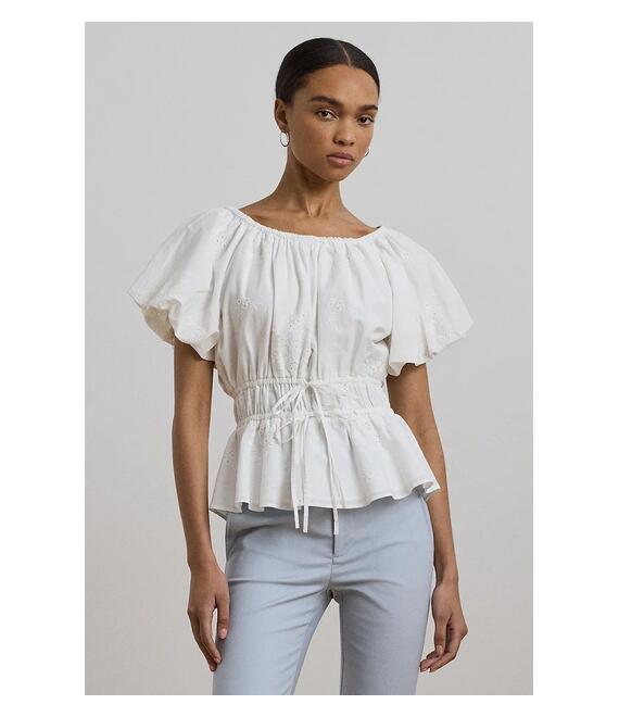 Βαμβακερή μπλούζα Lauren Ralph Lauren γυναικεία, χρώμα: άσπρο, 200966197