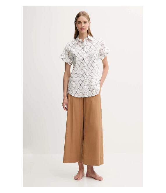 Βαμβακερό πουκάμισο Max Mara Beachwear χρώμα: άσπρο, 2516111029600