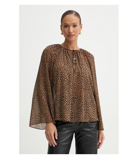 Μπλουζάκι MICHAEL Michael Kors χρώμα: καφέ, MR540R0GRY