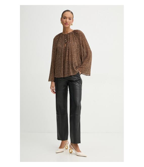 Μπλουζάκι MICHAEL Michael Kors χρώμα: καφέ, MR540R0GRY