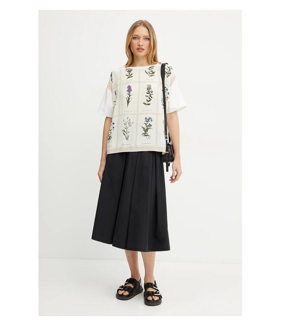 T-shirt από μείγμα μεταξιού Weekend Max Mara χρώμα: μπεζ, 2515941082600