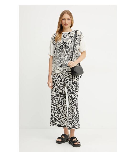 T-shirt από μείγμα μεταξιού Weekend Max Mara χρώμα: μπεζ, 2515941082600