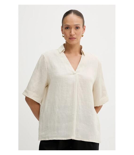 Λευκή μπλούζα United Colors of Benetton γυναικεία, χρώμα: μπεζ, 5BMLDQ0B6