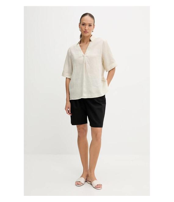 Λευκή μπλούζα United Colors of Benetton γυναικεία, χρώμα: μπεζ, 5BMLDQ0B6