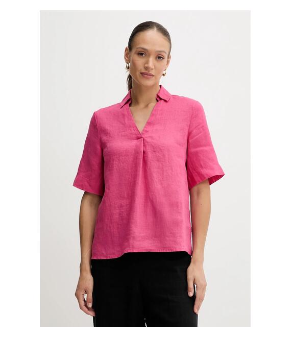 Λευκή μπλούζα United Colors of Benetton γυναικεία, χρώμα: ροζ, 5BMLDQ0B6