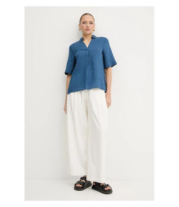 Λευκή μπλούζα United Colors of Benetton γυναικεία, χρώμα: μπλε, 5BMLDQ0B6