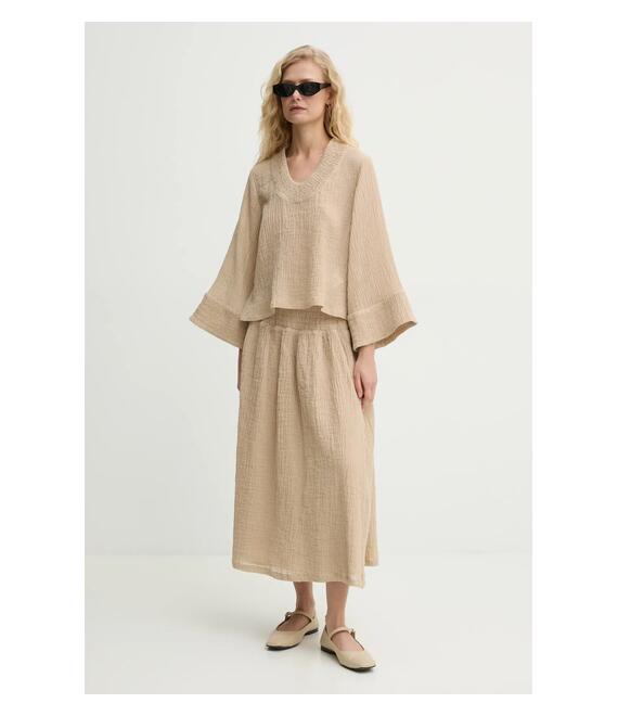 Μπλούζα της Malene Birger MOON χρώμα: μπεζ, γυναικείο, 103388