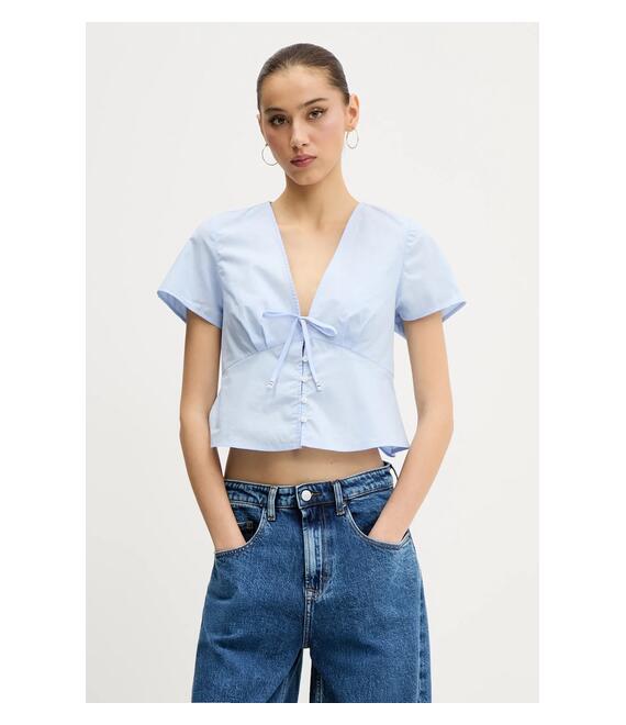 Βαμβακερό πουκάμισο Tommy Jeans χρώμα: μπλε, DW0DW21352