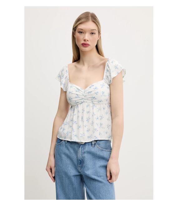 Μπλουζάκι Hollister Co. χρώμα: άσπρο, KI340-5050