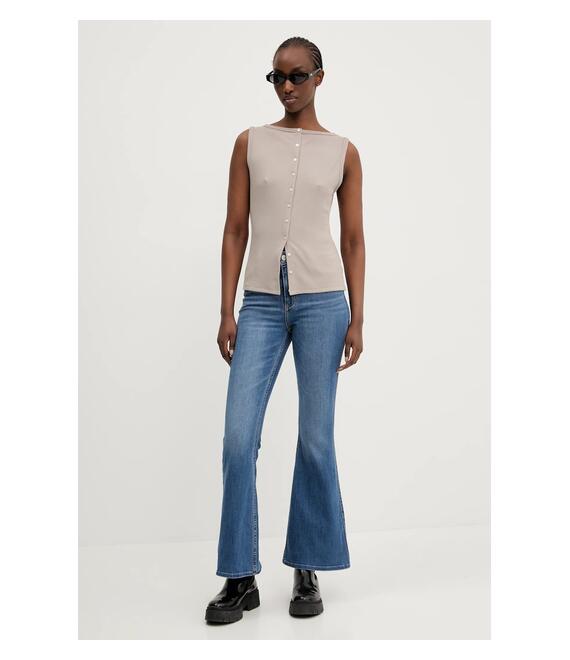Μπλουζάκι Abercrombie & Fitch χρώμα: μπεζ, KI139-5175