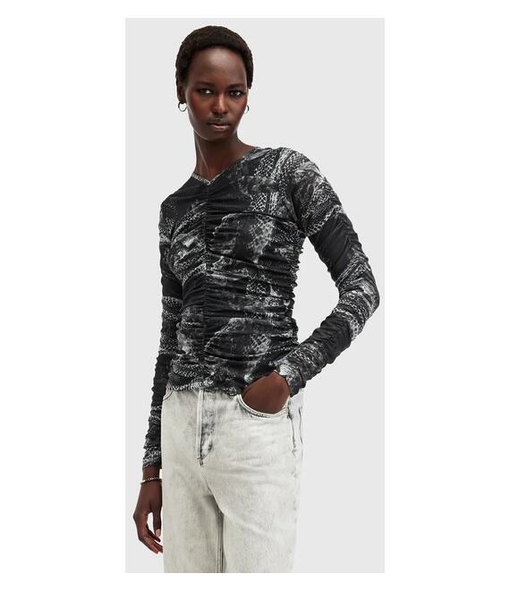 Μπλουζάκι AllSaints KEIKO χρώμα: γκρι, W008JC
