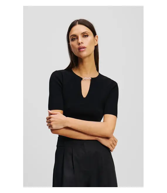 Μπλουζάκι Karl Lagerfeld χρώμα: μαύρο, A2W18038
