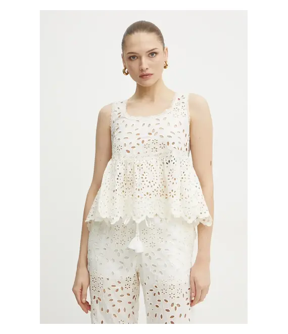 Βαμβακερό τοπ Ermanno Scervino χρώμα: άσπρο, 56TL001EN3
