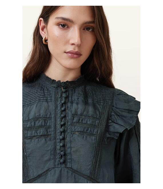 Βαμβακερή μπλούζα AllSaints HEATHER γυναικεία, χρώμα: ναυτικό μπλε, W038PC
