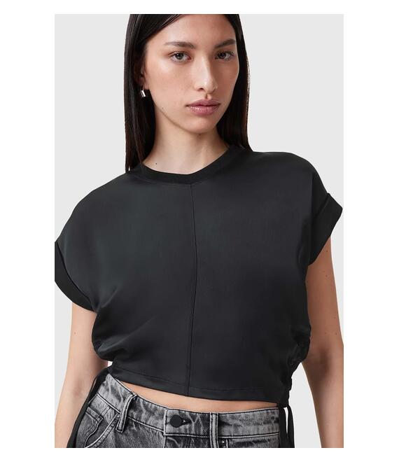 Μπλουζάκι AllSaints MIRA SATIN χρώμα: μαύρο, W054JC