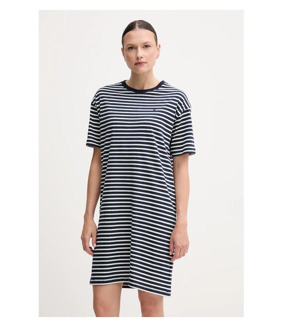 Βαμβακερό φόρεμα Tommy Hilfiger χρώμα: ναυτικό μπλε, UW0UW05937